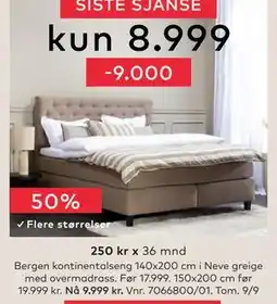 Skeidar Bergen kontinentalseng tilbud