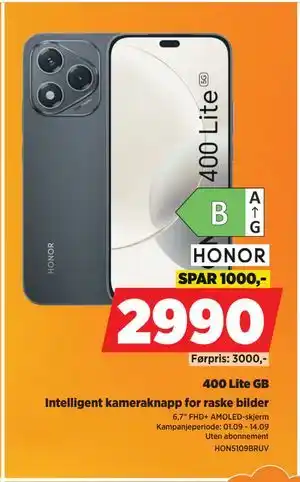 POWER 400 Lite GB, NOK 2990 tilbud