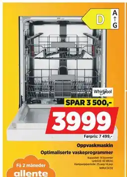 POWER Oppvaskmaskin, NOK 3999 tilbud