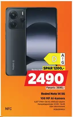 POWER Redmi Note 14 5G, NOK 2490 tilbud