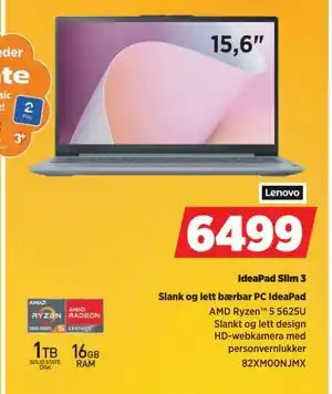 POWER IdeaPad Slim 3, NOK 6499 tilbud