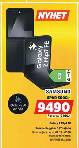 POWER Galaxy Z Flip7 FE, NOK 9490 tilbud