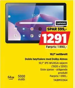 POWER 10,1 nettbrett, NOK 1291 tilbud