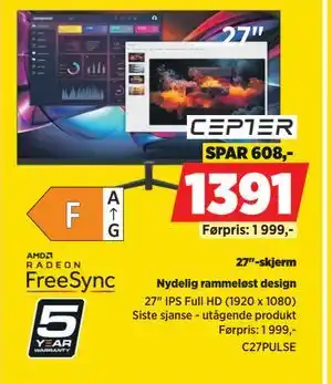 POWER 27-skjerm, NOK 1391 tilbud