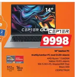 POWER 14 bærbar PC, NOK 9998 tilbud