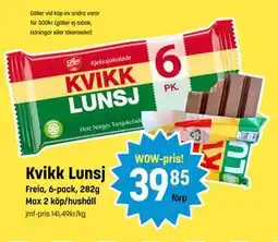 Eurocash Kvikk Lunsj, SEK 39.85 tilbud