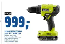 Coop Obs RYOBI R18DD4-1C20GA18 Drill sett m/batteri tilbud