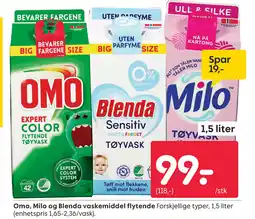 Rusta OMO MILO og Blenda vaskemiddel flytende tilbud
