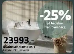 Flisekompaniet ARDEN 160X74 HVIT MATT, NOK 23993 tilbud