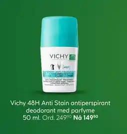 Vitusapotek Vichy 48H Anti Stain antiperspirant deodorant med parfyme, Medlemspris tilbud
