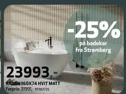 Flisekompaniet 25% på badekar fra Strømberg tilbud