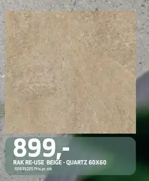 Flisekompaniet RAK RE-USE BEIGE - QUARTZ 60X60, NOK 899 tilbud