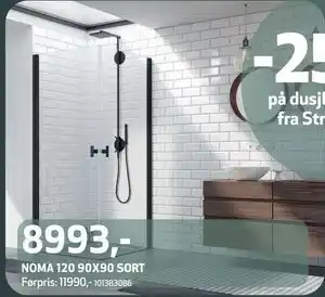 Flisekompaniet NOMA 120 90X90 SORT, NOK 8993 tilbud