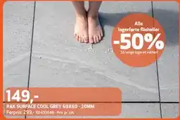 Flisekompaniet RAK SURFACE COOL GREY 60X60 - 20MM, NOK 149 tilbud