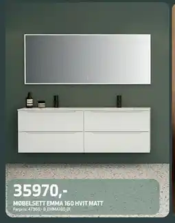 Flisekompaniet MØBELSETT EMMA 160 HVIT MATT, NOK 35970 tilbud