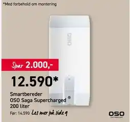 Comfort Smartbereder OSO Saga Supercharged 200 liter, NOK 12590 tilbud