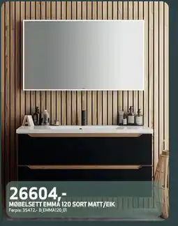 Flisekompaniet MØBELSETT EMMA 120 SORT MATT/EIK, NOK 26604 tilbud