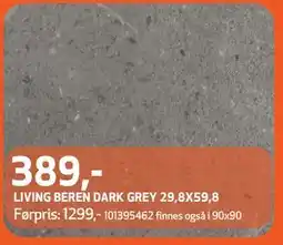 Flisekompaniet LIVING BEREN DARK GREY 29,8X59,8, NOK 389 tilbud