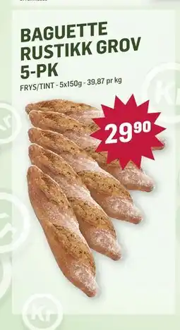 Holdbart BAGUETTE RUSTIKK GROV 5-PK, NOK 29.9 tilbud