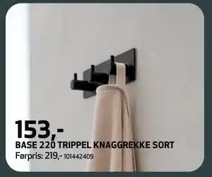 Flisekompaniet BASE 220 TRIPPEL KNAGGREKKE SORT, NOK 153 tilbud
