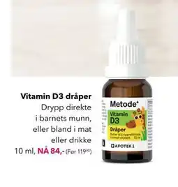 Apotek 1 Vitamin D3 dråper, NOK 84 tilbud