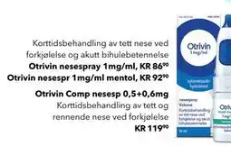 Apotek 1 Otrivin nesespray 1mg/ml, NOK 86.9 tilbud