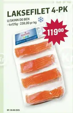 Holdbart LAKSEFILET 4-PK, NOK 119 tilbud