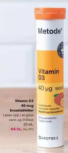 Apotek 1 Vitamin D3 40 mcg brusetabletter, NOK 56 tilbud
