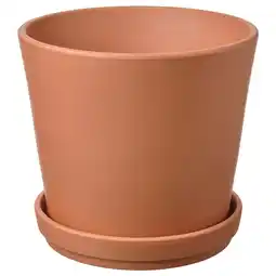IKEA BrunbÄr Blomsterpotte med skål, utendørs terrakotta, 24 cm tilbud