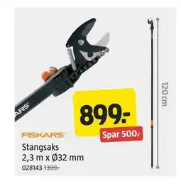 Jula Stangsaks 2,3 m x Ø32 mm, NOK 899 tilbud