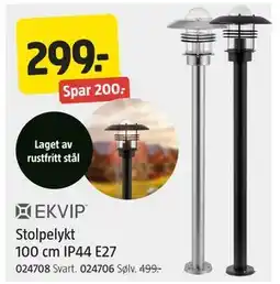 Jula Stolpelykt 100 cm IP44 E27, NOK 299 tilbud