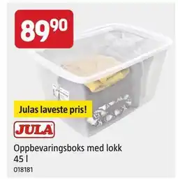 Jula Oppbevaringsboks med lokk 45 l, NOK 89.9 tilbud