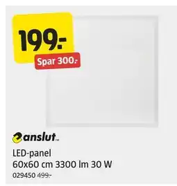 Jula LED-panel 60x60 cm 3300 lm 30 W, NOK 199 tilbud