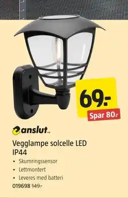 Jula Vegglampe solcelle LED IP44, NOK 69 tilbud