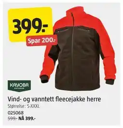 Jula Vind- og vanntett fleecejakke herre, NOK 399 tilbud