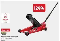 Jula Høytløftende lavprofiljekk 2,5 t 75-510 mm, NOK 1299 tilbud