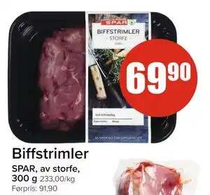 Spar Biffstrimler, NOK 69.9 tilbud