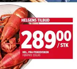 Meny FERSK KANADISK HUMMER, NOK 289 tilbud