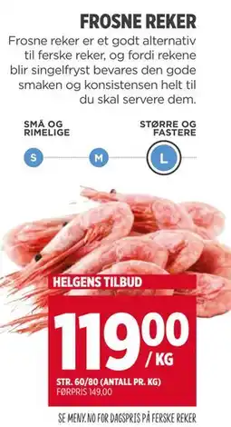 Meny FROSNE REKER, NOK 119 tilbud