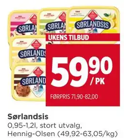 Meny Sørlandsis, NOK 59.9 tilbud