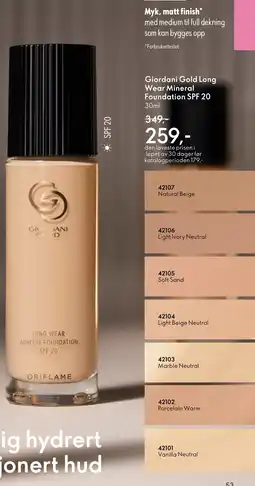 Oriflame Giordani Gold Long Wear Mineral Foundation SPF 20 tilbud