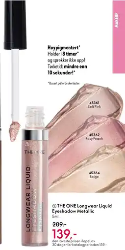 Oriflame THE ONE Longwear Liquid Eyeshadow Metallic tilbud