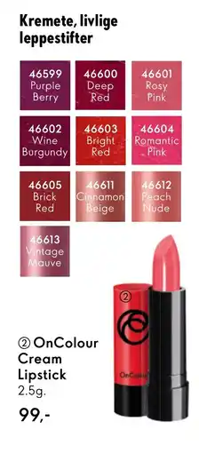 Oriflame On Colour Cream Lipstick tilbud