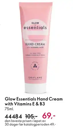 Oriflame Glow Essentials Hand Cream with Vitamins E & B3 tilbud