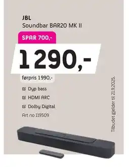ELON JBL Soundbar BAR20 MK II, NOK 1290 tilbud