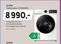 ELON ELVITA Vaskemaskin CTM6914AV, NOK 8990 tilbud