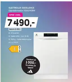 ELON ELECTROLUX EXCELLENCE Oppvaskmaskin XE65240BW, NOK 7490 tilbud