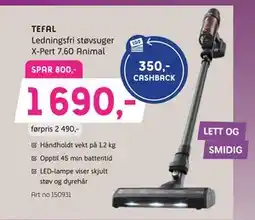 ELON TEFAL Ledningsfri støvsuger X-Pert 7.60 Animal, Medlemspris tilbud