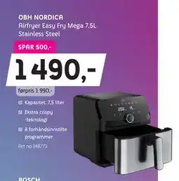 ELON Airfryer Easy Fry Mega 7,5L, NOK 1490 tilbud