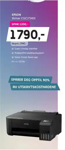 ELON EPSON Skriver C11CJ71401, NOK 1790 tilbud